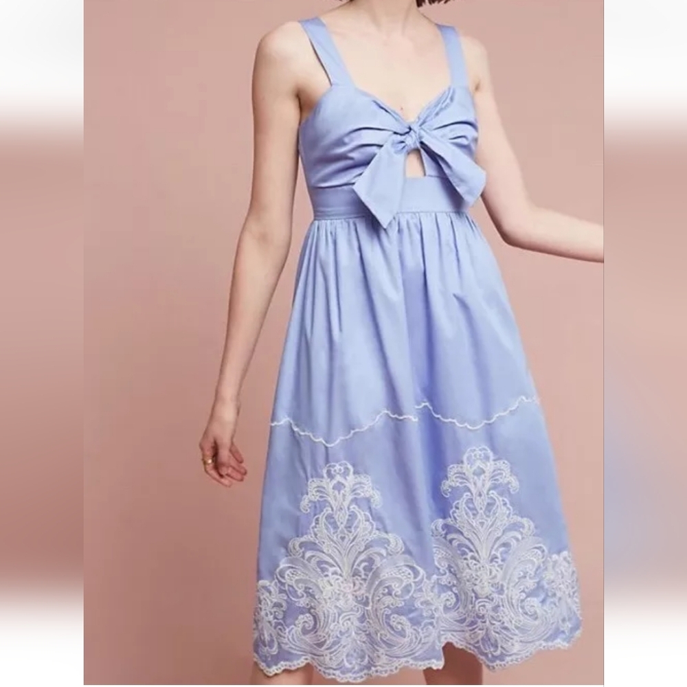 Foxiedox Uma Embroidered Sky Blue Strap Dress